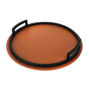 Tan & Black Circular Tray