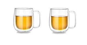 Double Wall Insulated Glass Cup Heat-Resistant(Pack of 2)