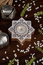 Handcrafted Sheesham Wood Block Lea Lights Holder