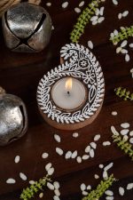 Handcrafted Sheesham Wood Block Lea Lights Holder - Pallava
