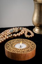 Handcrafted Sheesham Wood Block Lea Lights Holder - Off White Chakram