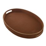 Dark Tan & Gold Oval Tray