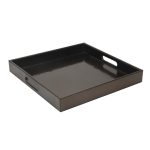 Glossy Brown Leather Square Tray