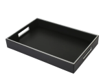 Black & Silver Leatherite Rectangle Tray