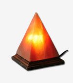 Himalayan Salt Lamp Pyramid With Wood Base For Healing, Harmony, And Purification