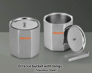 Octa SS Ice Bucket With Tongs